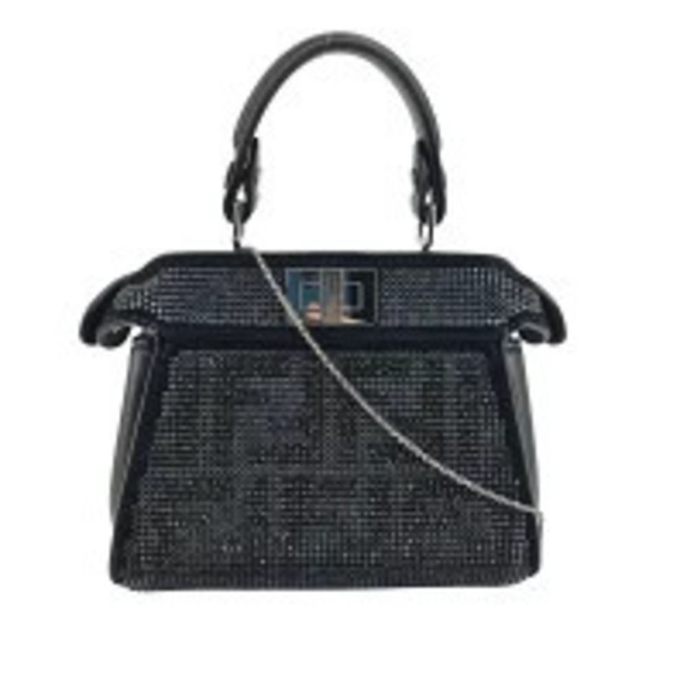 Fendi Shoulder Bag Peekaboo Crystal Black